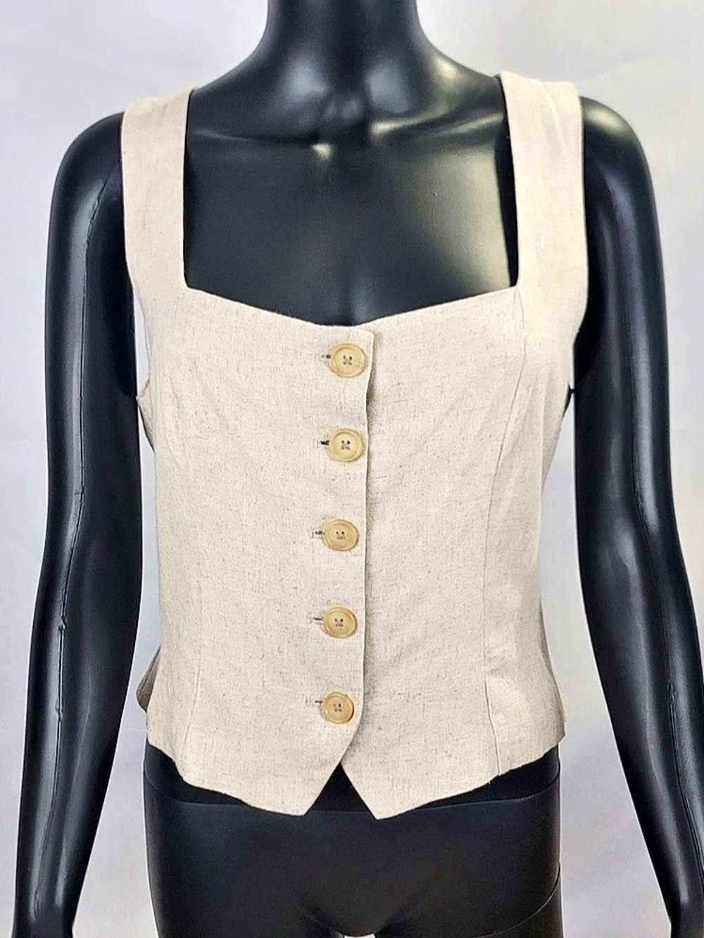 NWT! Size Medium francesca's Button Front Linen Blend Vest Linen Blend Button Fr